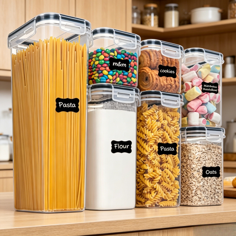 Airtight Cereal Jar - 7Pcs Kitchen Food Storage Containers Set,