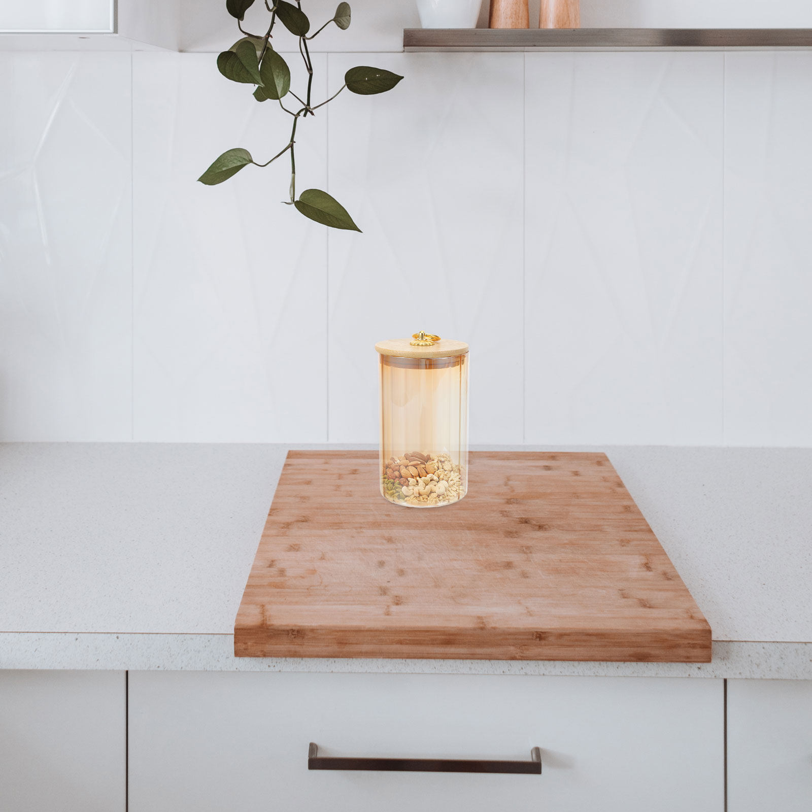 Airtight Cereal Jar - 3Pcs Airtight Glass Storage Jars with