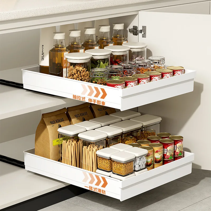 Food Storage In Cabinets - No-Drill Magic Tray Heavy-duty slide-out organizer