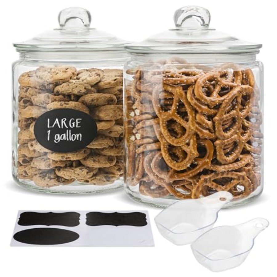 Food Storage Safe - Glass Kitchen Jars Food and Cookie