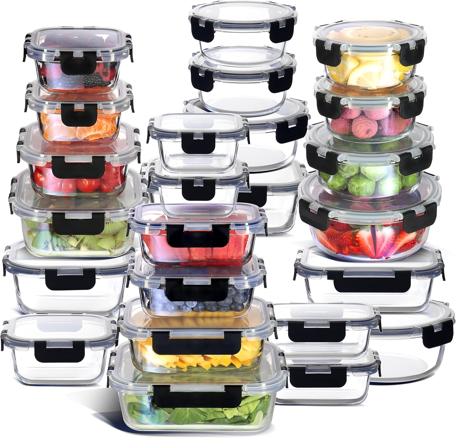 Food Storage Safe - 48-Piece Glass Food Storage Containers with