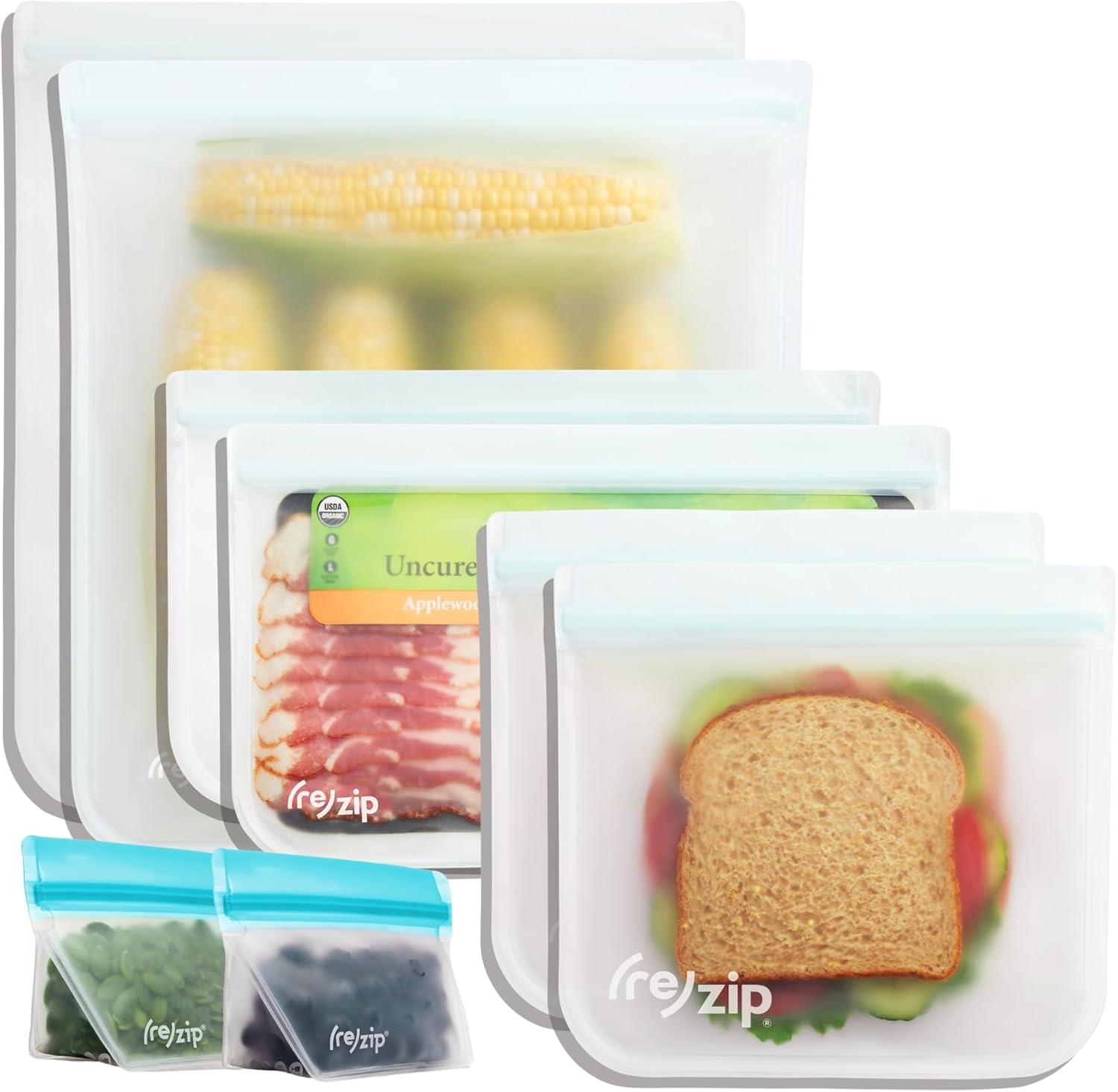 Food Storage Reusable Bags - (re) zip 8-piece Reusable Food Storage