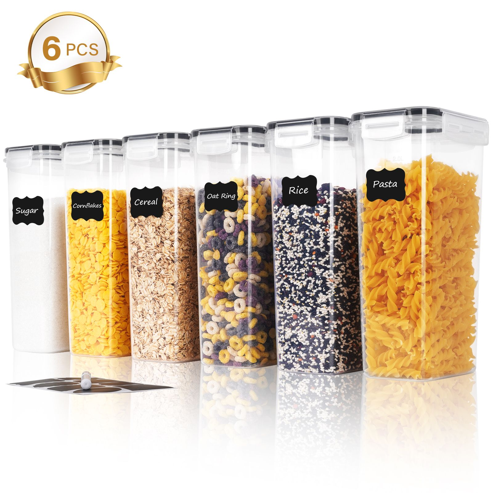Airtight Cereal Jar - 3/6Pcs Airtight Food Storage Containers -
