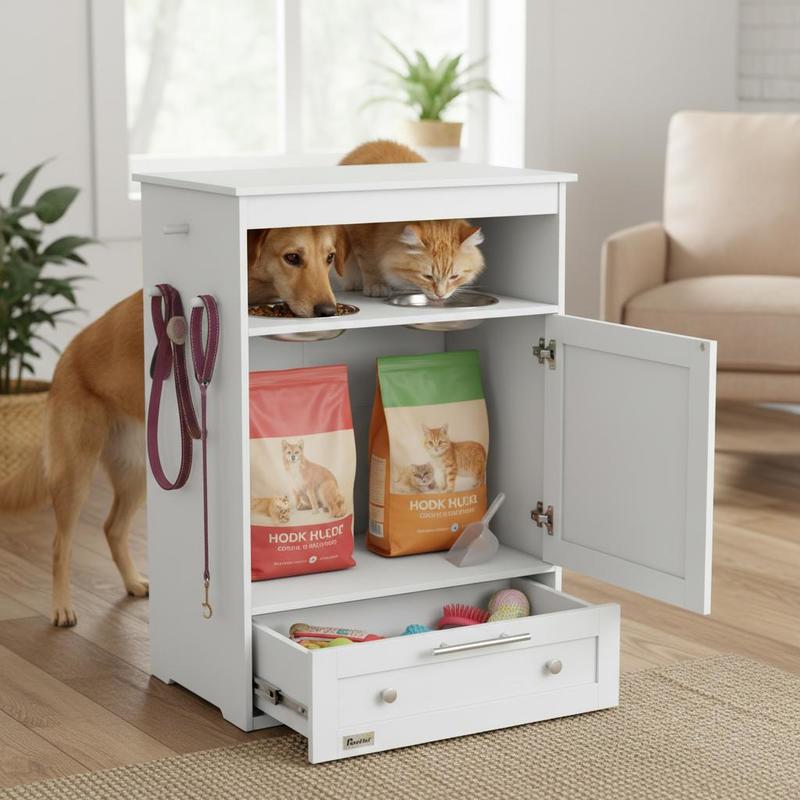 PawHut Pet Feeding Station, Pe - Food Storage In Cabinets ulasan dan harga