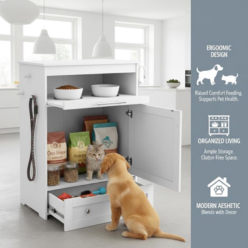 PawHut Pet Feeding Station, Pe - Food Storage In Cabinets ulasan dan harga