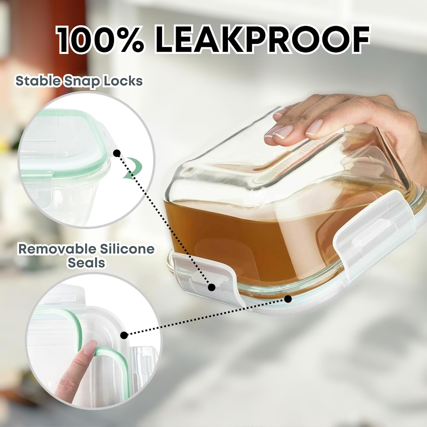6 PC Square Glass Food Storage - Set Food Storage ulasan dan harga