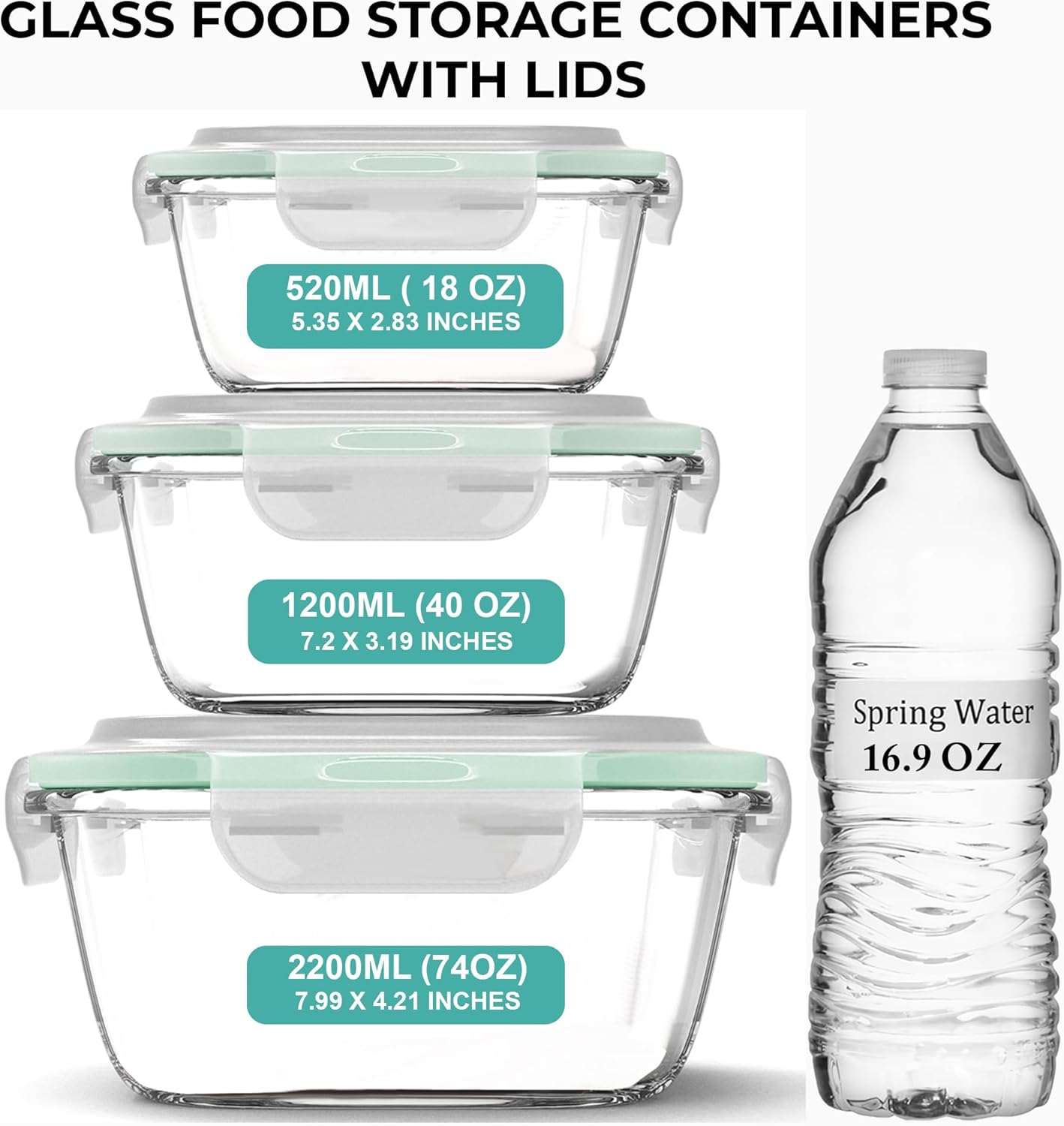 6 PC Square Glass Food Storage - Set Food Storage ulasan dan harga