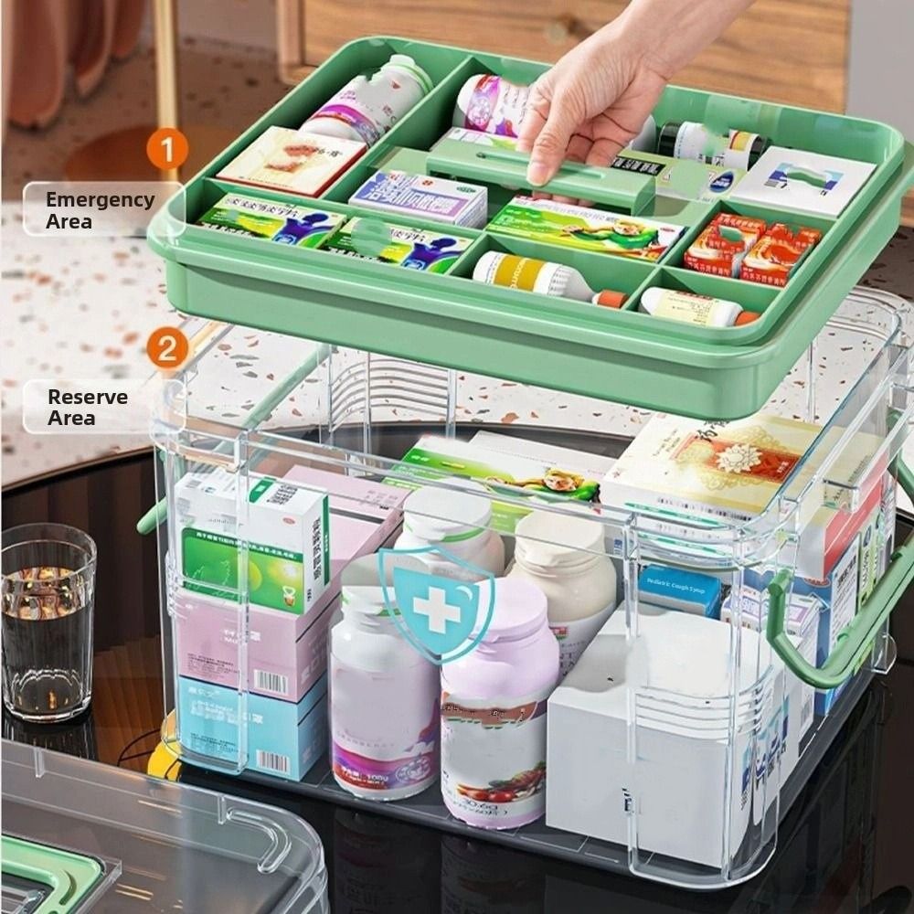 Portable Double Layers Medicin - Food Storage Emergency ulasan dan harga