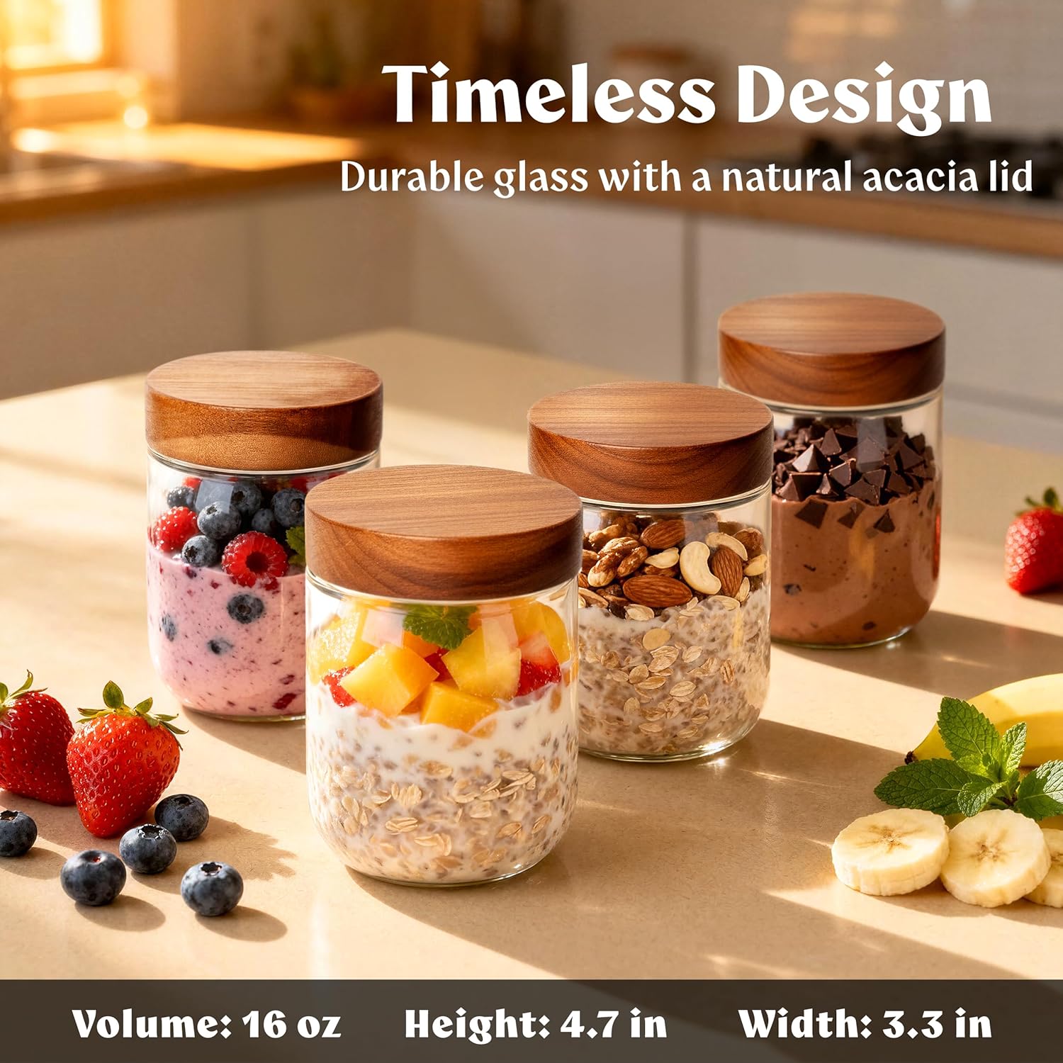 Overnight Oats Containers with - Food Storage Prep Containers ulasan dan harga