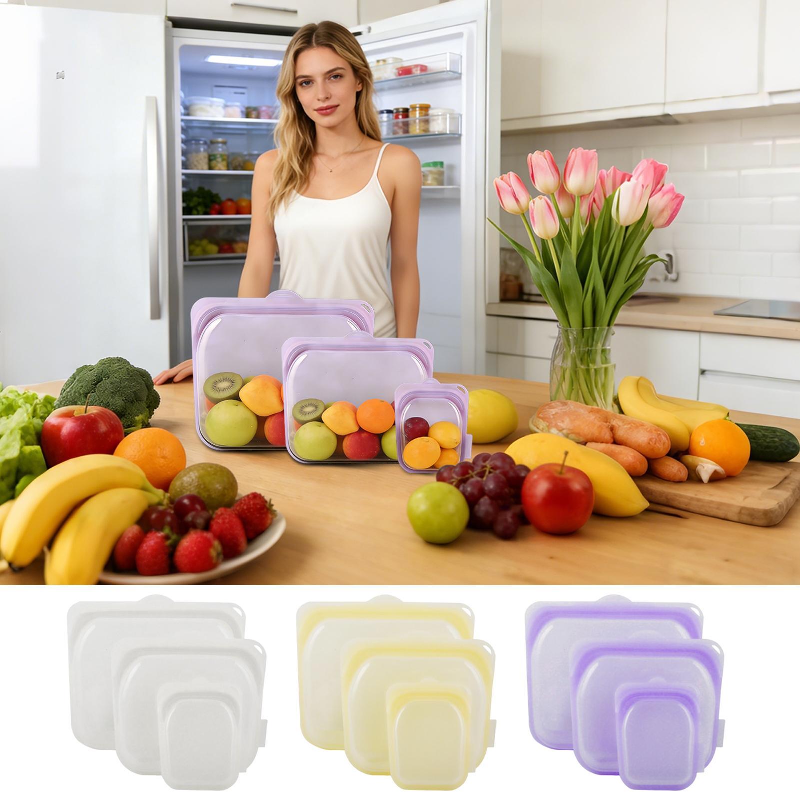 Reusable Freezer Bags 3 Pieces - Food Storage Reusable Bags ulasan dan harga