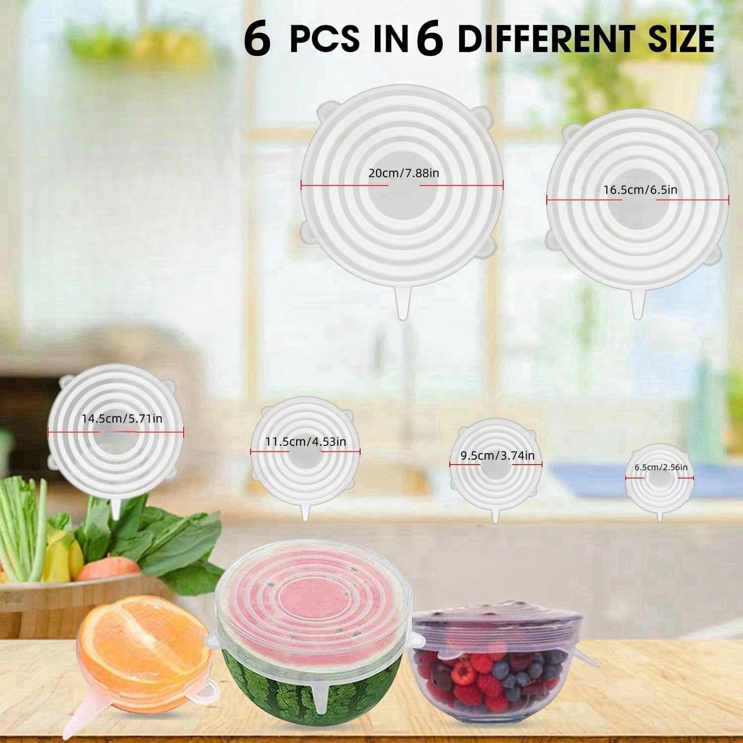 6pcs/Set Silicone Elastic Lids - Food Storage Safe ulasan dan harga