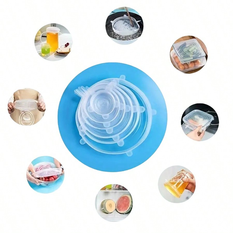 6pcs/Set Silicone Elastic Lids - Food Storage Safe ulasan dan harga