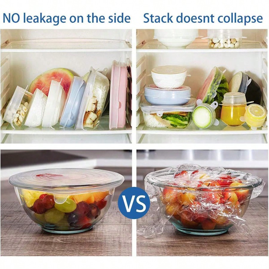 6pcs/Set Silicone Elastic Lids - Food Storage Safe ulasan dan harga