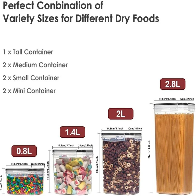 7Pcs Kitchen Food Storage Cont - Airtight Cereal Jar ulasan dan harga
