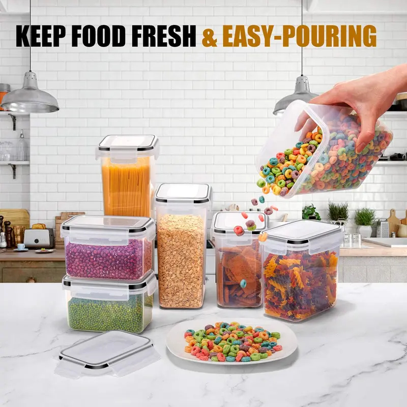 7Pcs Kitchen Food Storage Cont - Airtight Cereal Jar ulasan dan harga