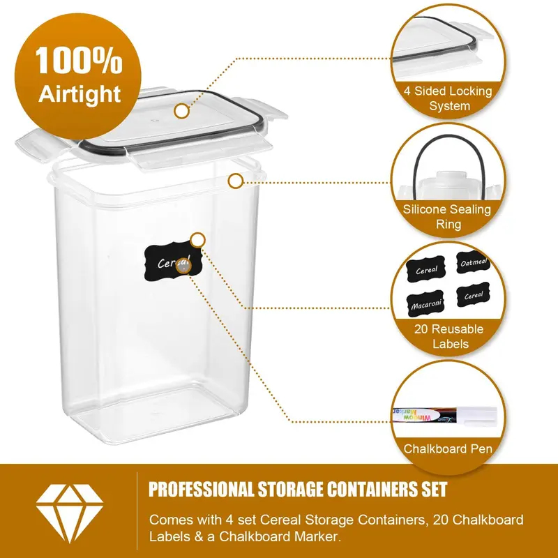 7Pcs Kitchen Food Storage Cont - Airtight Cereal Jar ulasan dan harga