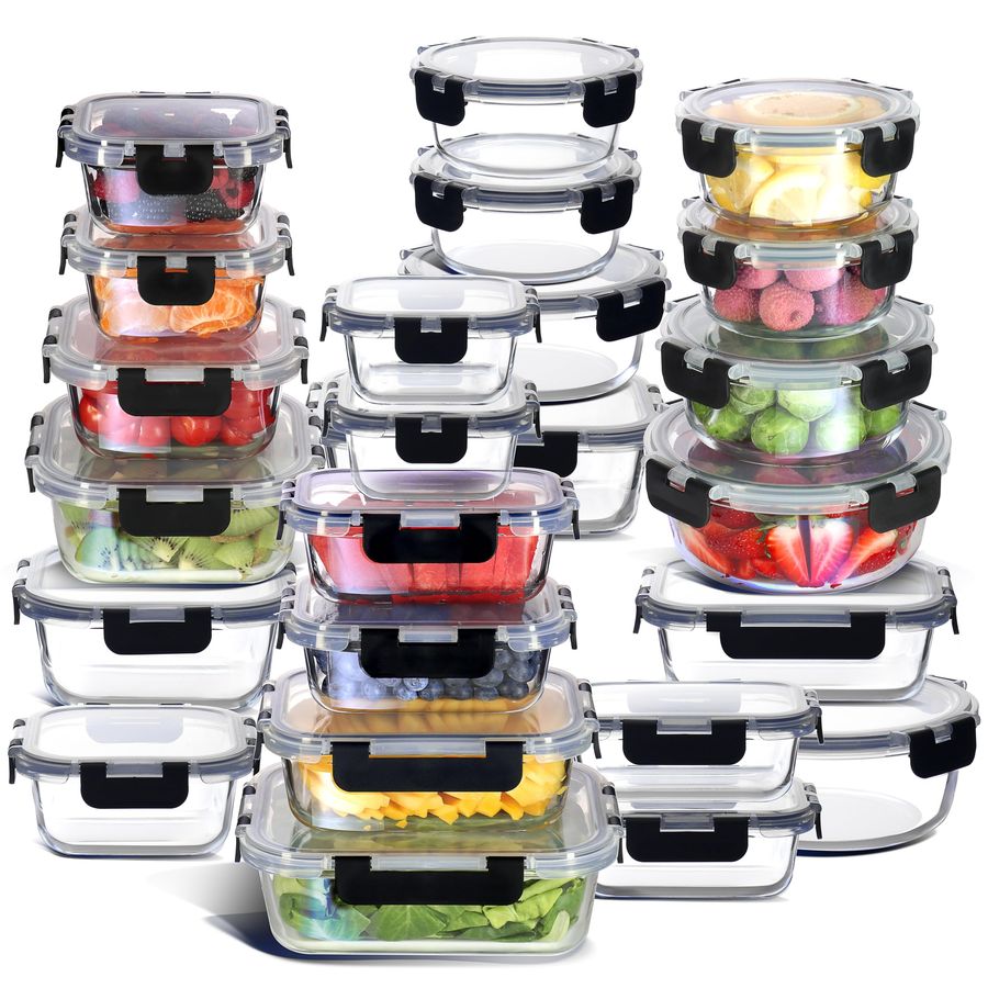48pc Glass Storage Containers  - Food Storage Prep Containers ulasan dan harga
