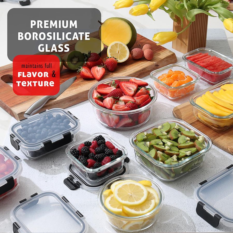 48pc Glass Storage Containers  - Food Storage Prep Containers ulasan dan harga