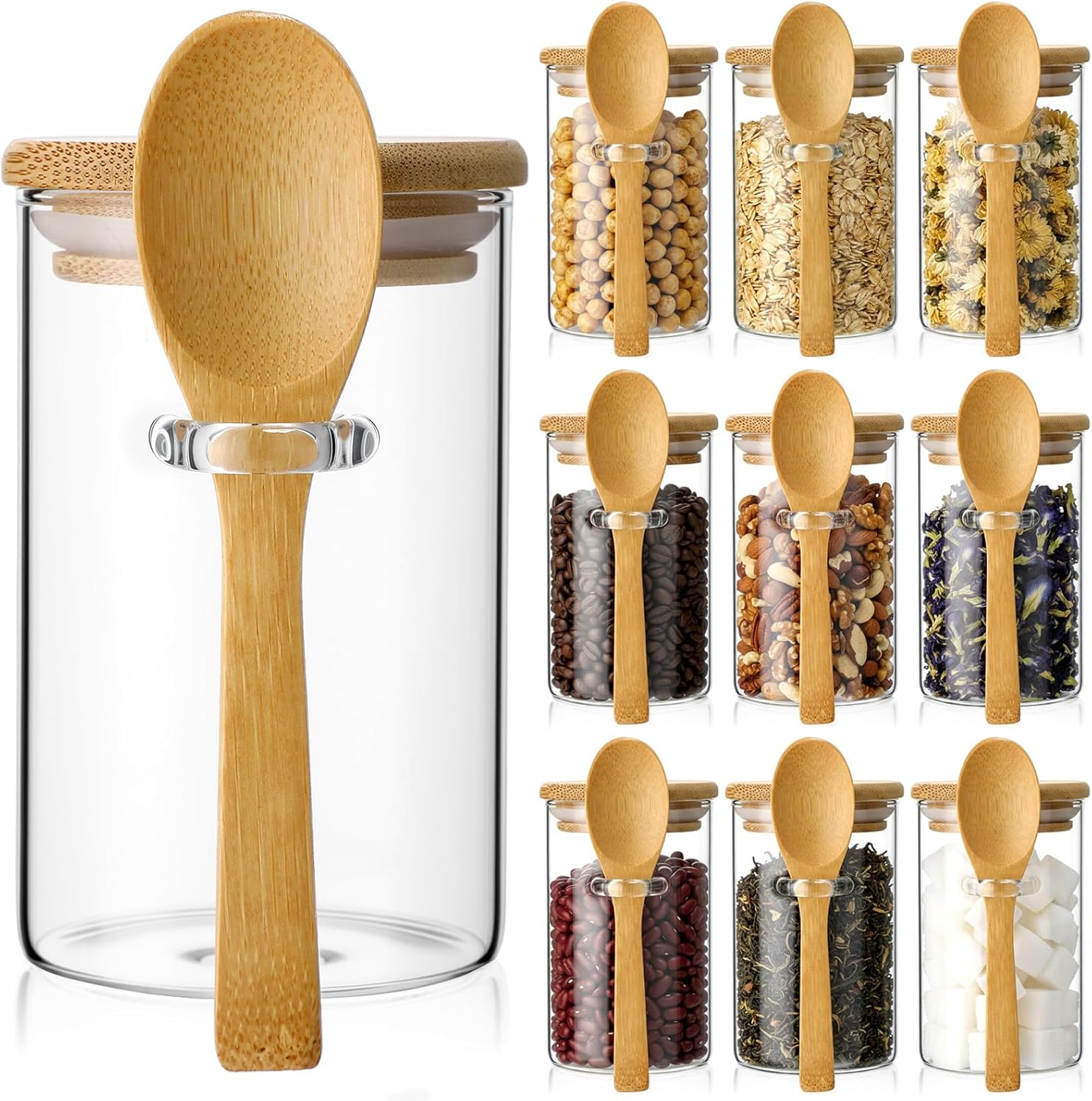 10 Pack Glass Jars with Bamboo - Set Food Storage ulasan dan harga