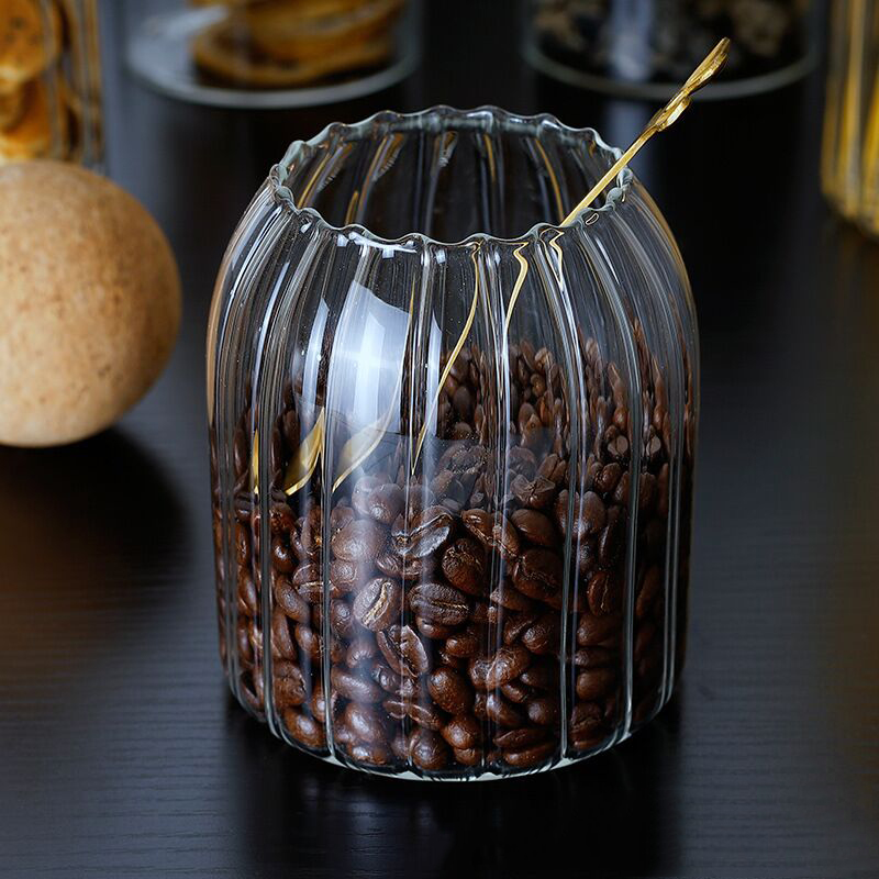 storage glass jar with wooden  - Airtight Cereal Jar ulasan dan harga