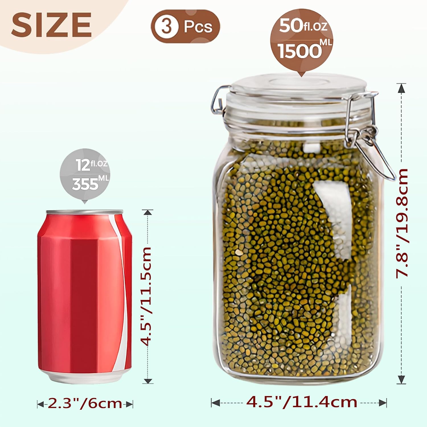 Clear Food Storage Jars 50oz S - Set Food Storage ulasan dan harga