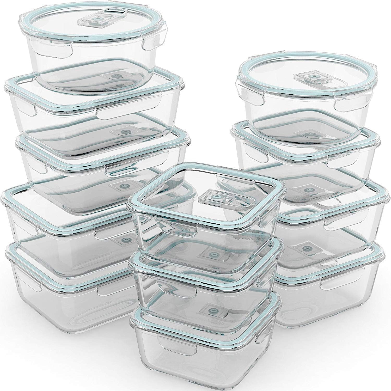 24 Pc Airtight Glass Food Stor - Food Storage Safe ulasan dan harga