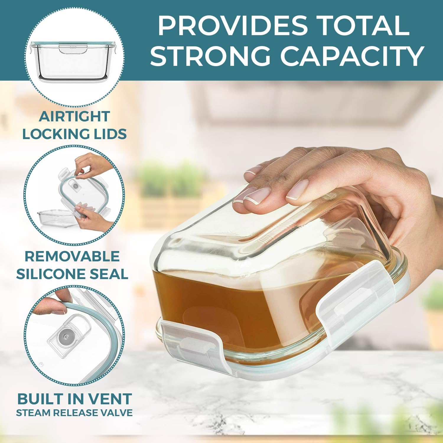 24 Pc Airtight Glass Food Stor - Food Storage Safe ulasan dan harga