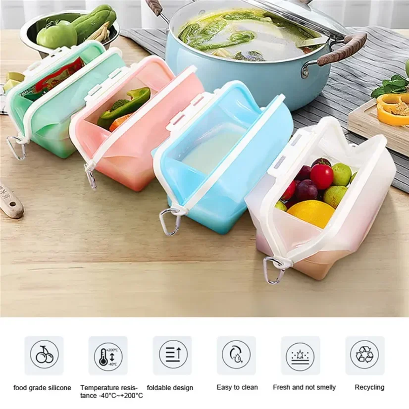 Silicone Travel Premium Reusab - Food Storage Reusable Bags ulasan dan harga