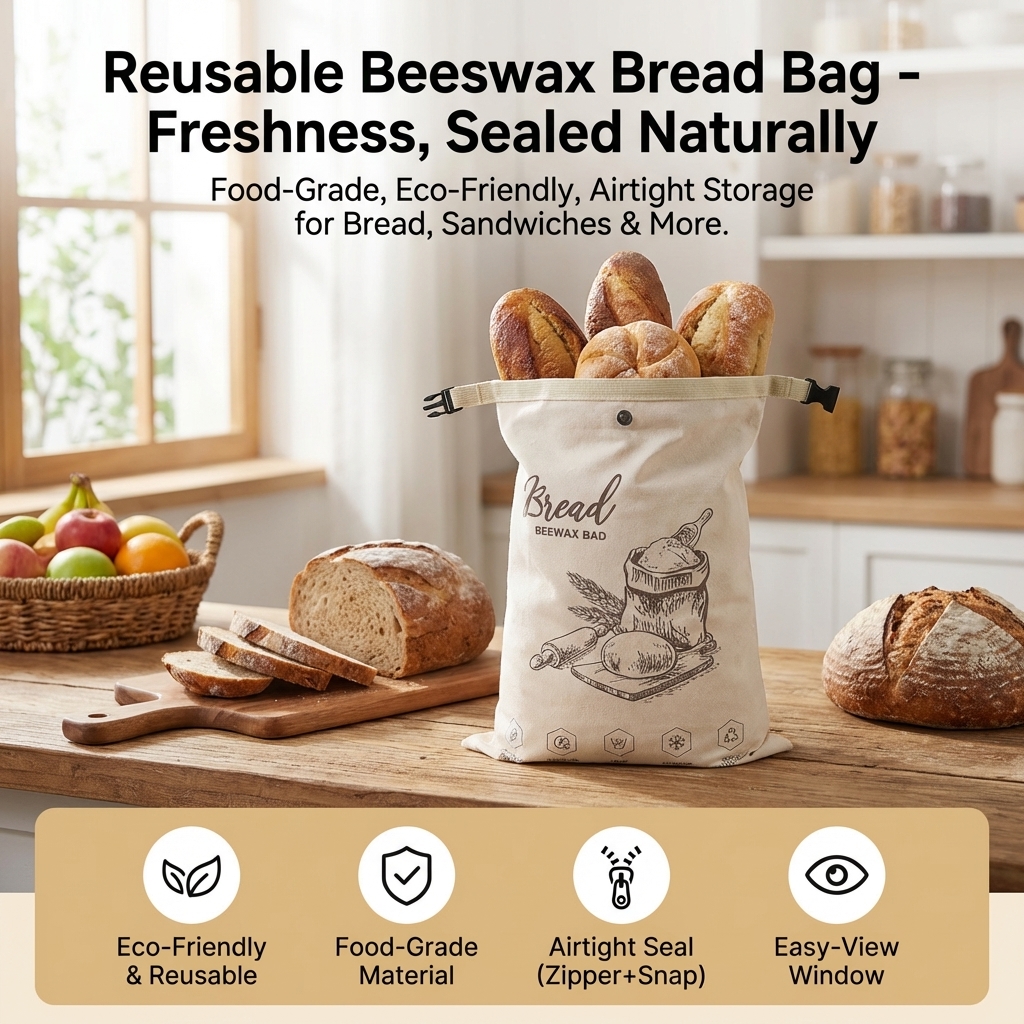 Reusable Beeswax Bread Bag wit - Food Storage Reusable Bags ulasan dan harga