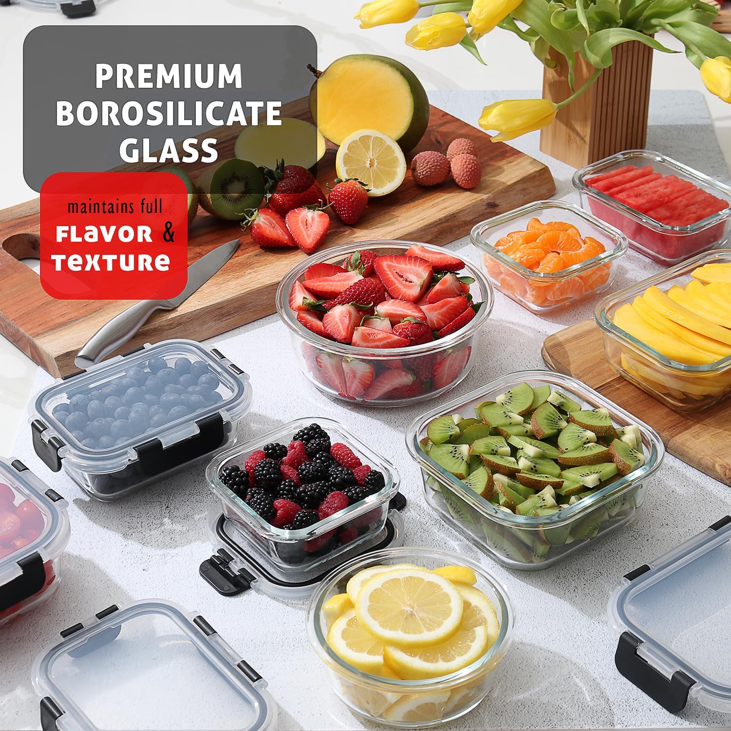 48-Piece Glass Food Storage Co - Food Storage Safe ulasan dan harga