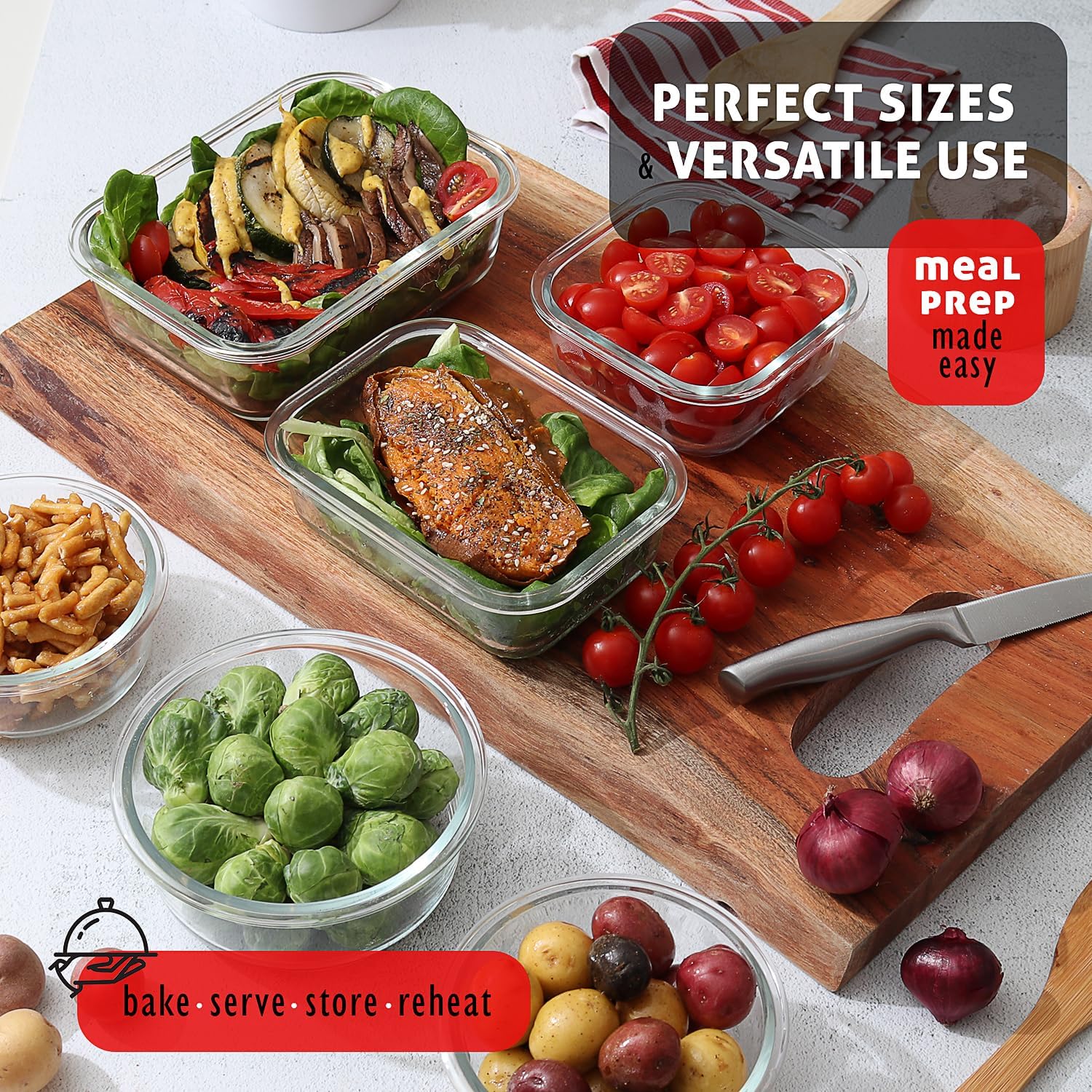 48-Piece Glass Food Storage Co - Food Storage Safe ulasan dan harga