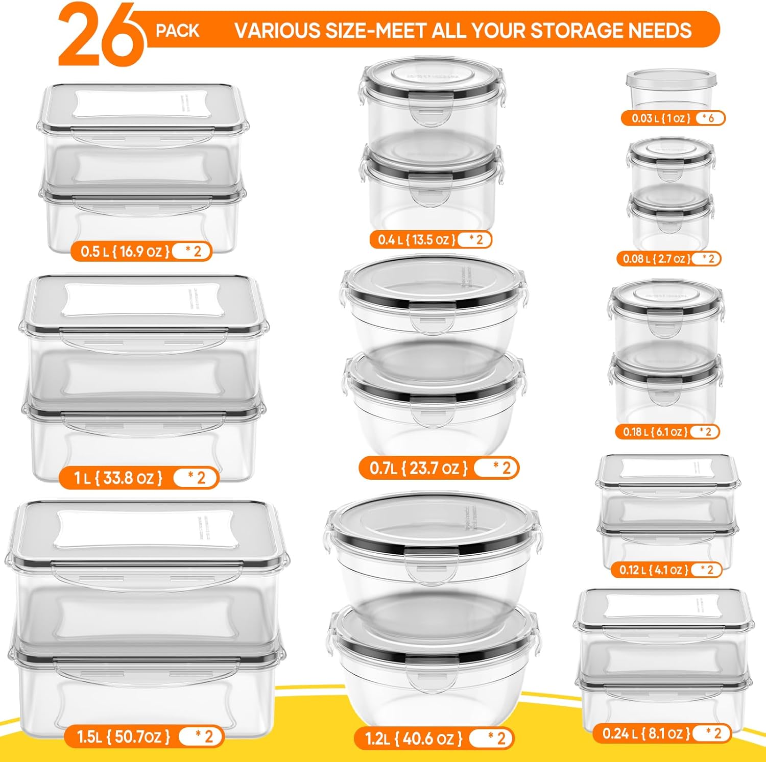 52 PCS Food Storage Containers - Food Storage Prep Containers ulasan dan harga