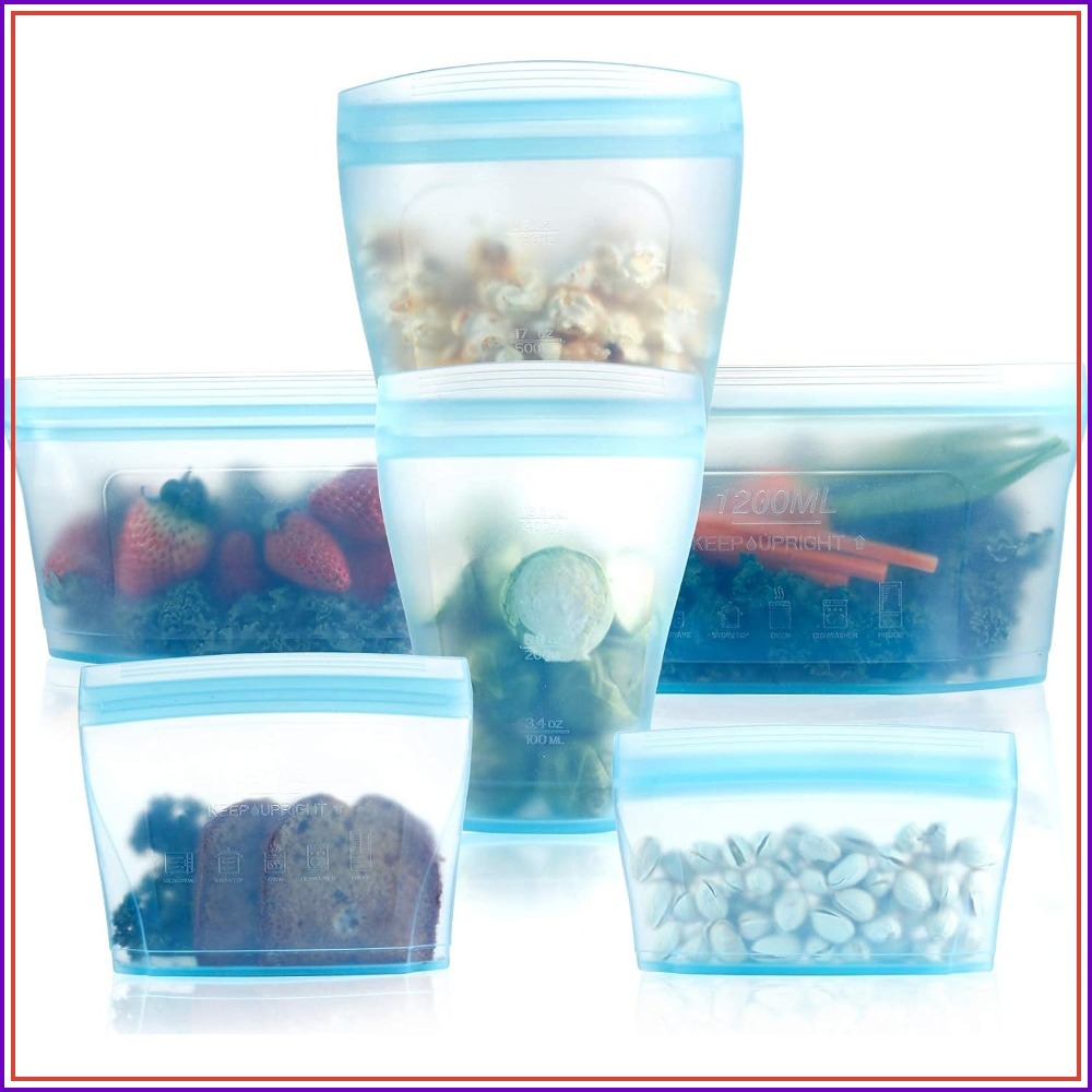 6 Pcs Reusable Silicone Food B - Food Storage Reusable Bags ulasan dan harga