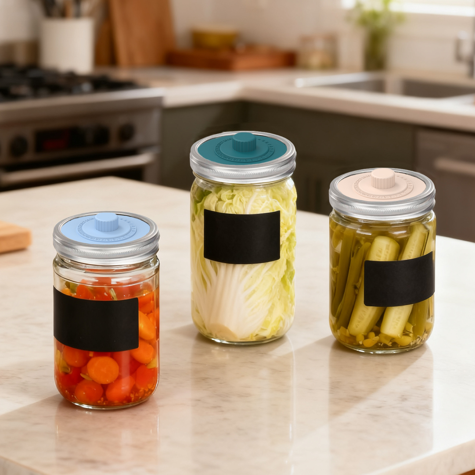 4 Pcs Silicone Fermentation Li - Mason Jar Wide Mouth ulasan dan harga