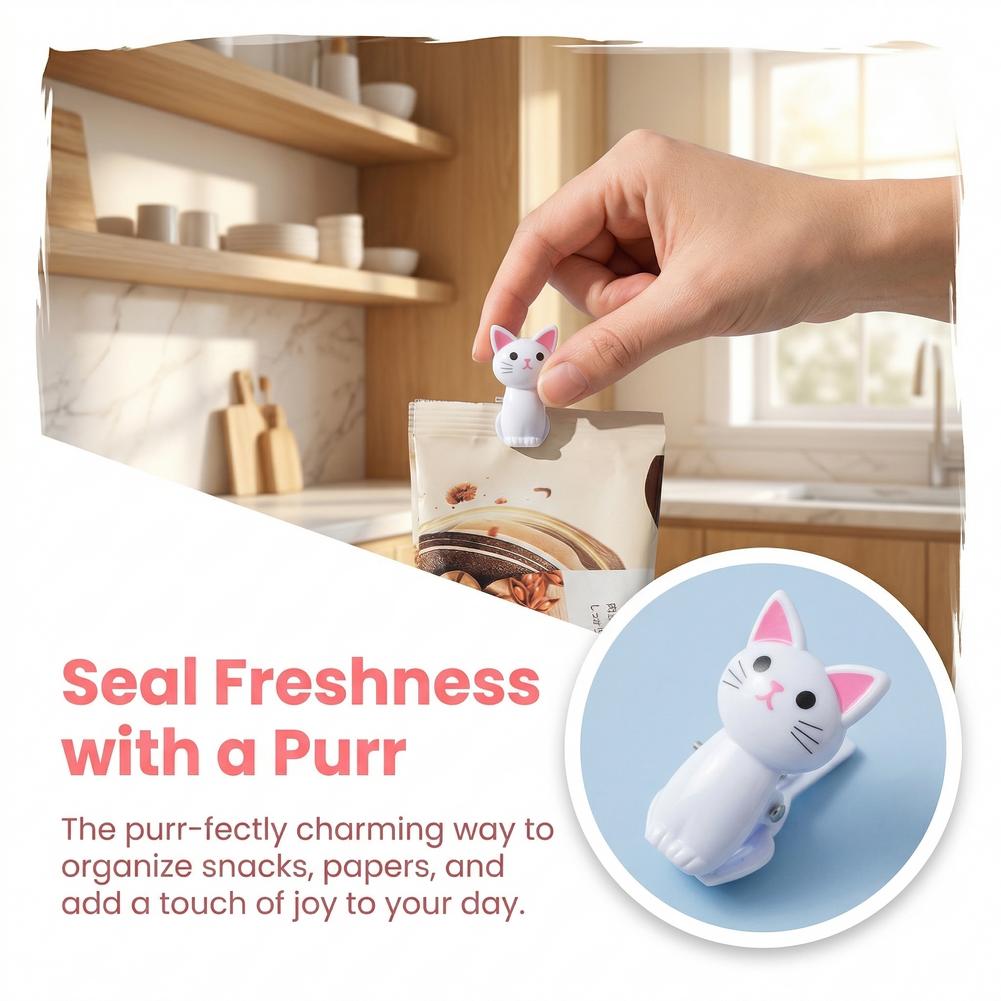 Cute Cat Shaped Bag Clips Reus - Food Storage Reusable Bags ulasan dan harga