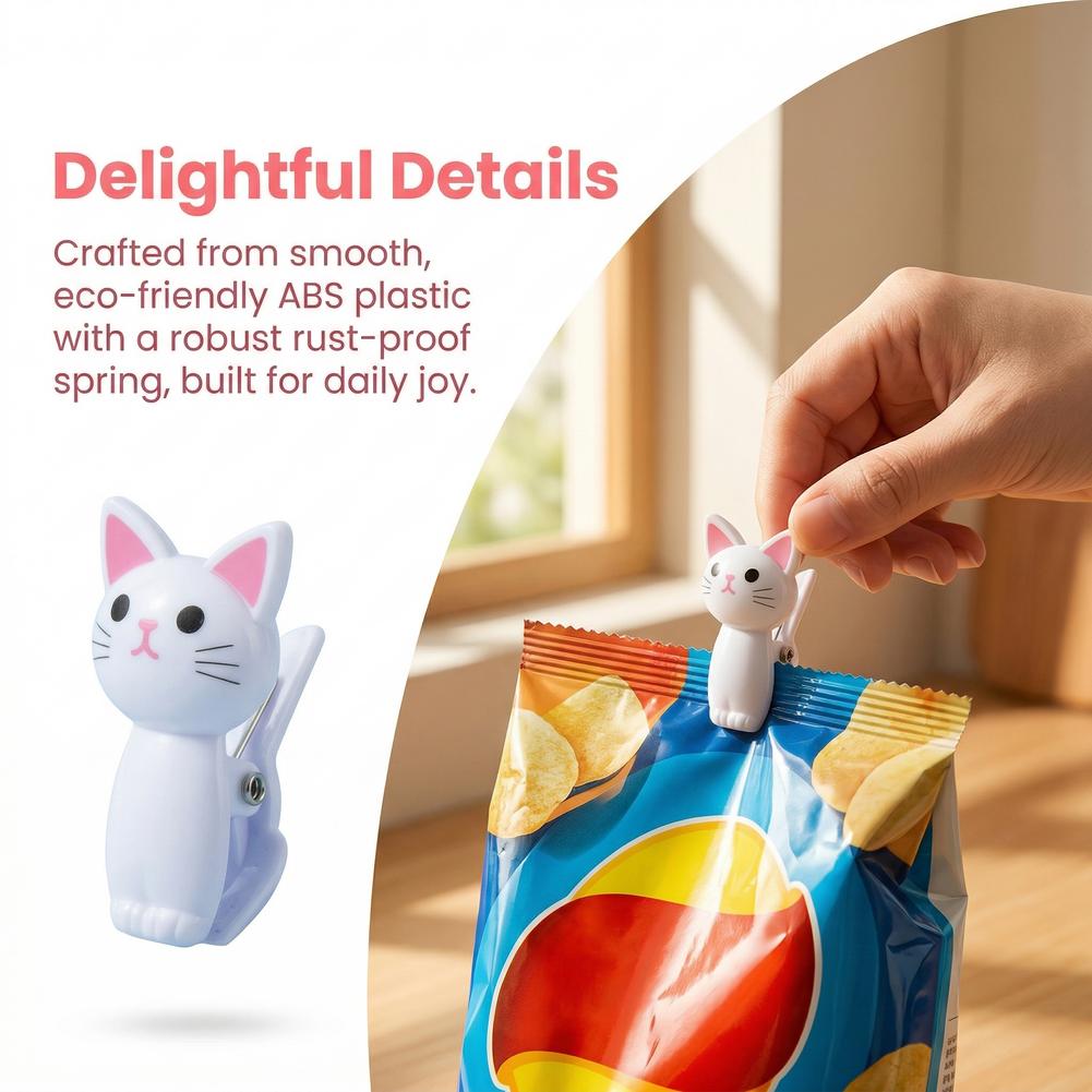 Cute Cat Shaped Bag Clips Reus - Food Storage Reusable Bags ulasan dan harga