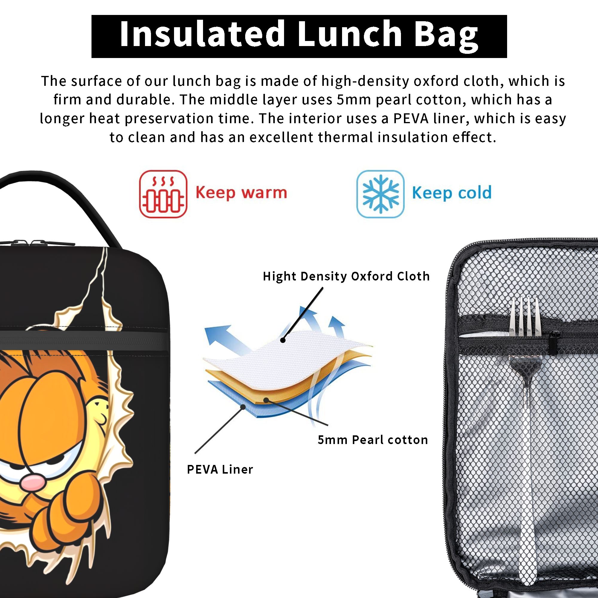Garfielded Insulated Lunch Bag - Food Storage Keep Warm ulasan dan harga
