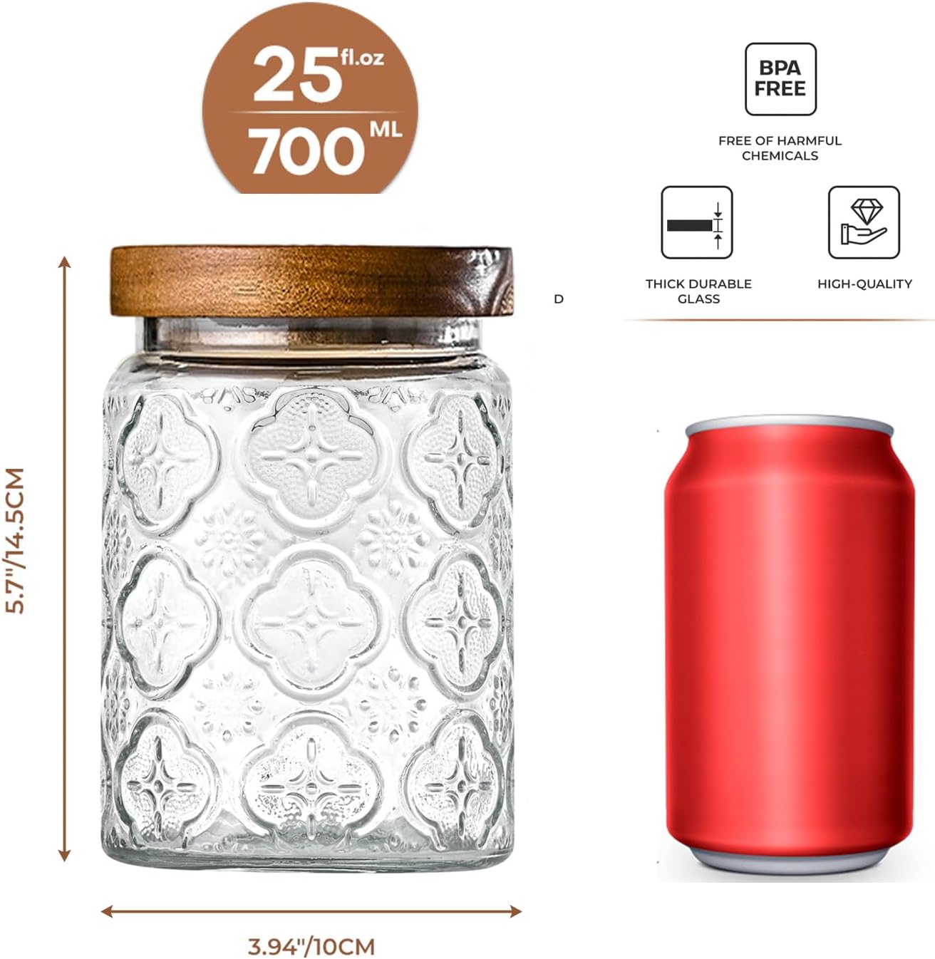 24oz Vintage Glass Jar with Ai - Airtight Cereal Jar ulasan dan harga
