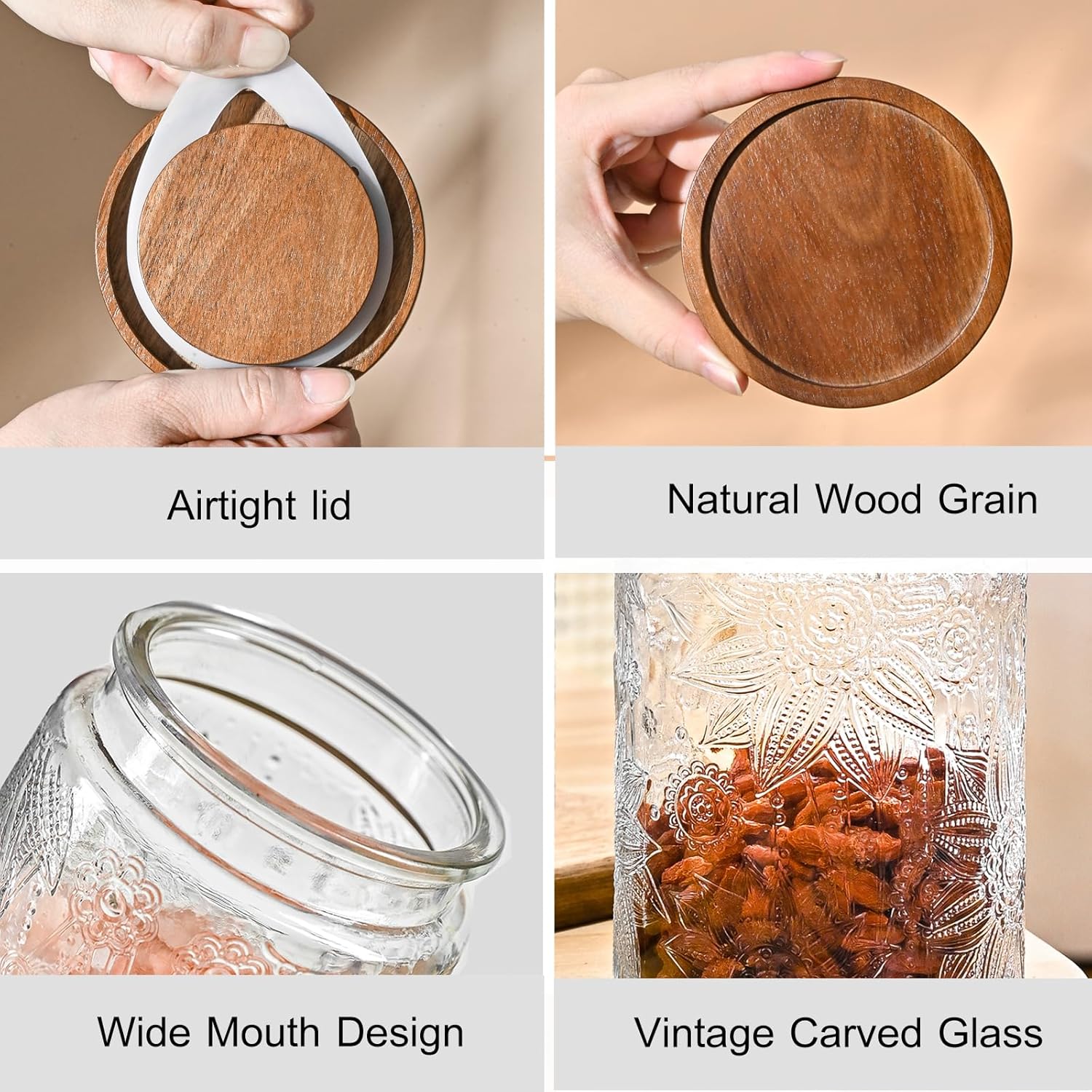 24oz Vintage Glass Jar with Ai - Airtight Cereal Jar ulasan dan harga