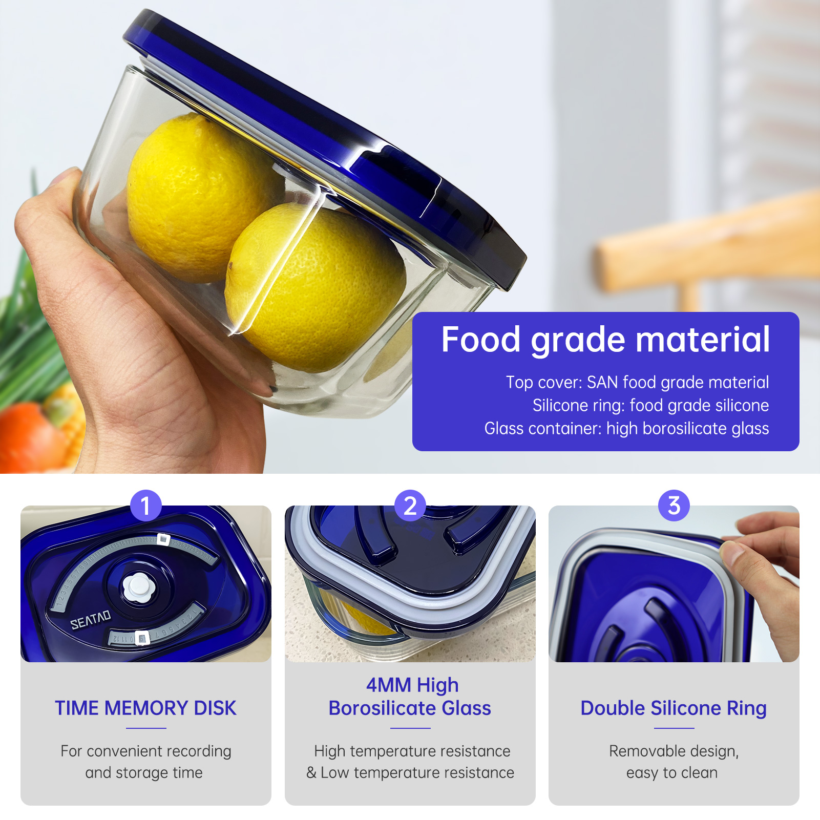 SEATAO Glass Food Storage Cont - Food Storage Vacuum ulasan dan harga