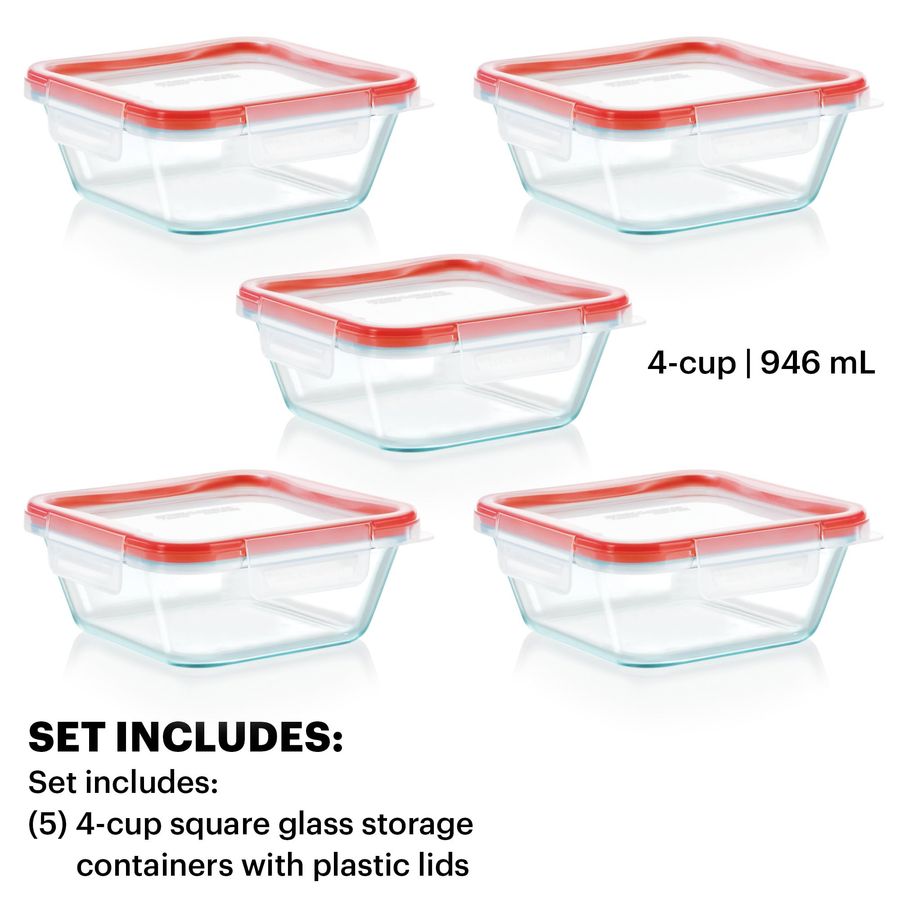 Freshlock 5Pack, 4 Cup Glass F - Food Storage Prep Containers ulasan dan harga