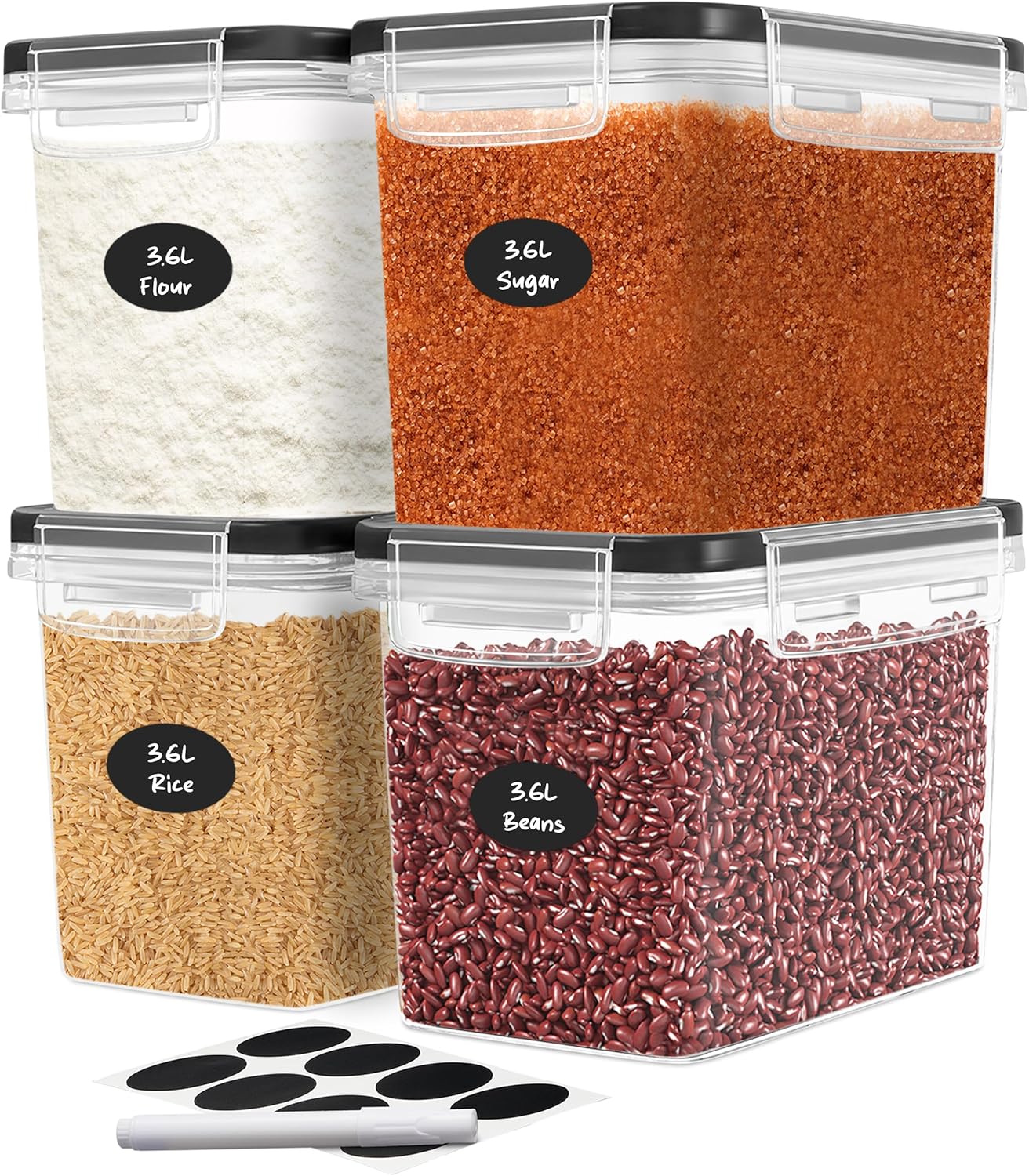 Flour Sugar Storage Containers - Set Food Storage ulasan dan harga